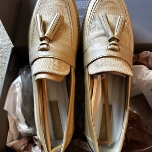 Franco Sarto Tan Loafers with Tassel Detail